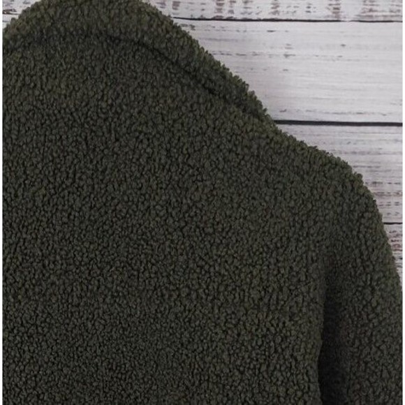 Sanctuary XL Green Fuzzy Collared Faux Fur Short Coat has Missing Button - Picture 7 of 11